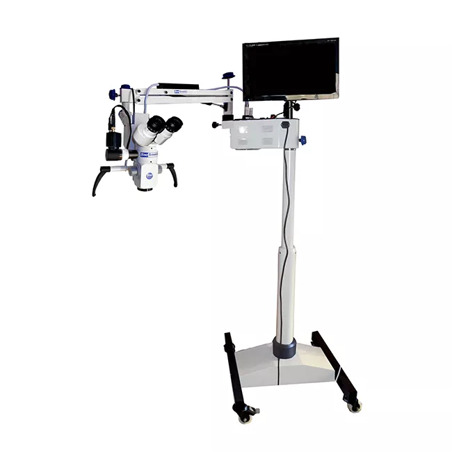 Vision 5 Plus 0-180 - дентальный операционный микроскоп с изменяемым углом наклона тубуса 0-180, 5-ти ступенчатым увеличением, HD-видеофиксацией и галогенным светом