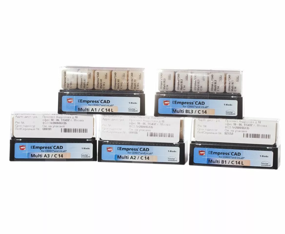 CEREC EMPRESS CAD MULTI (ЦЕРЕК ИМПРЕСС) многослойные блоки A1 I12, 5 шт.
