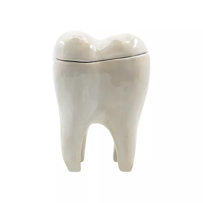 Декоративный зуб из керамики с крышкой, средний