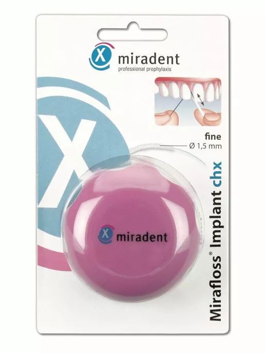 Зубная нить Mirafloss Implant Chx fine (розовый)