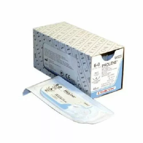PROLENE (ПРОЛЕН) шовный материал М0.7 (6/0), две колющих иглы 13 мм., 75 см.