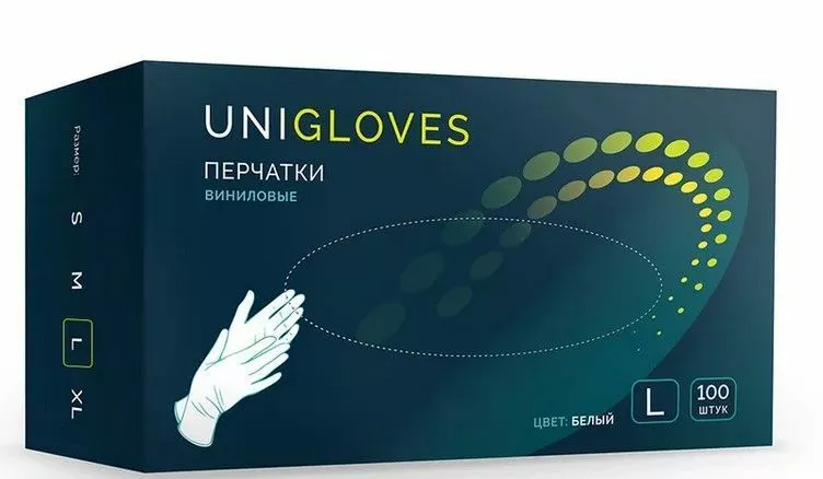 Перчатки виниловые Unigloves, не стерильные, неопудренные