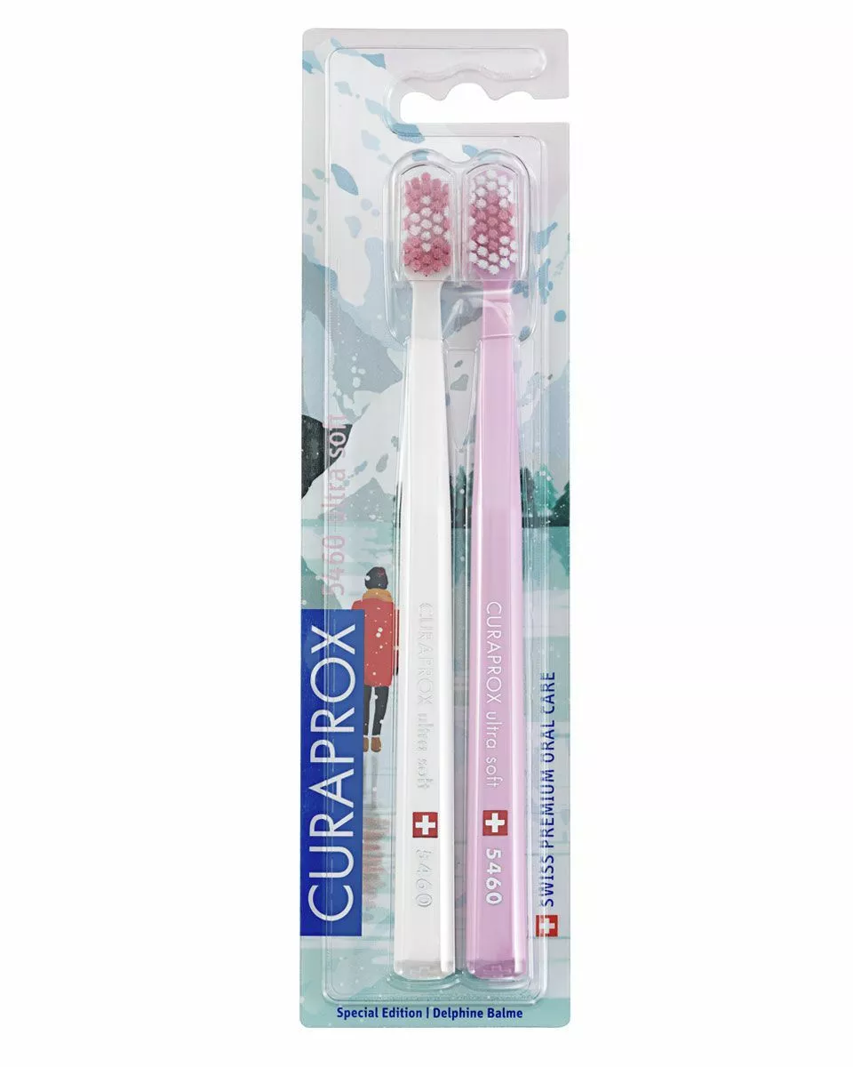 CURAPROX набор щёток ULTRASOFT d 0,10, (2 шт) БЕЛАЯ РОЗОВАЯ WINTER1