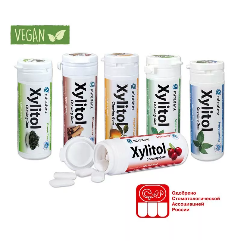 Жевательная резинка miradent-xylitol-shewing-gum 30г.