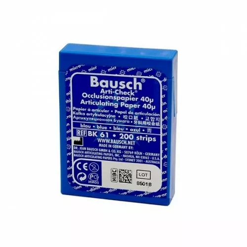 Артикуляционная бумага BK61 синяя 40 мкм 200 шт (Bausch)