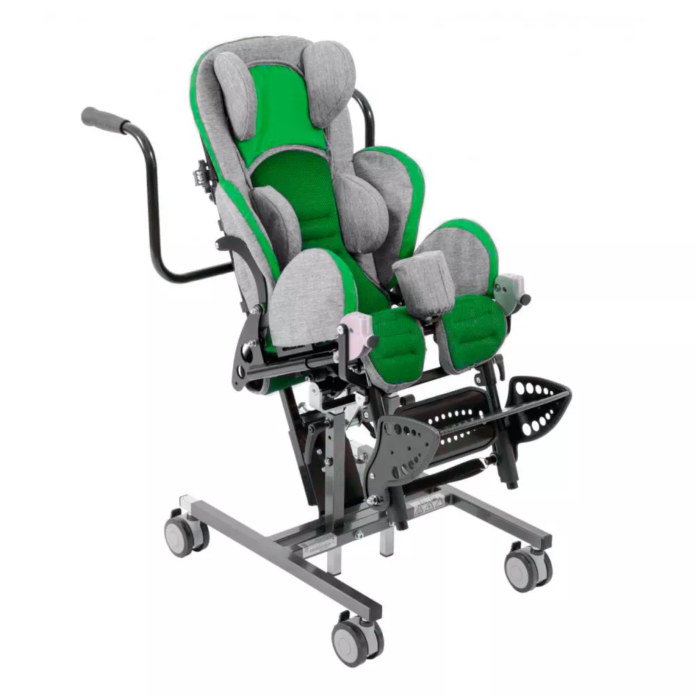 Кресло-коляска на домашней раме для детей с ДЦП OttoBock Кимба Нео комнатная рама (Зеленый-серый, размер 2, Регулируемые подлокотники, подголовник стандарт)