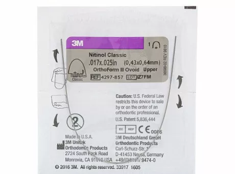 Дуга нитиноловая Unitek Classic .019x.025 ВЧ  ФIII 3М