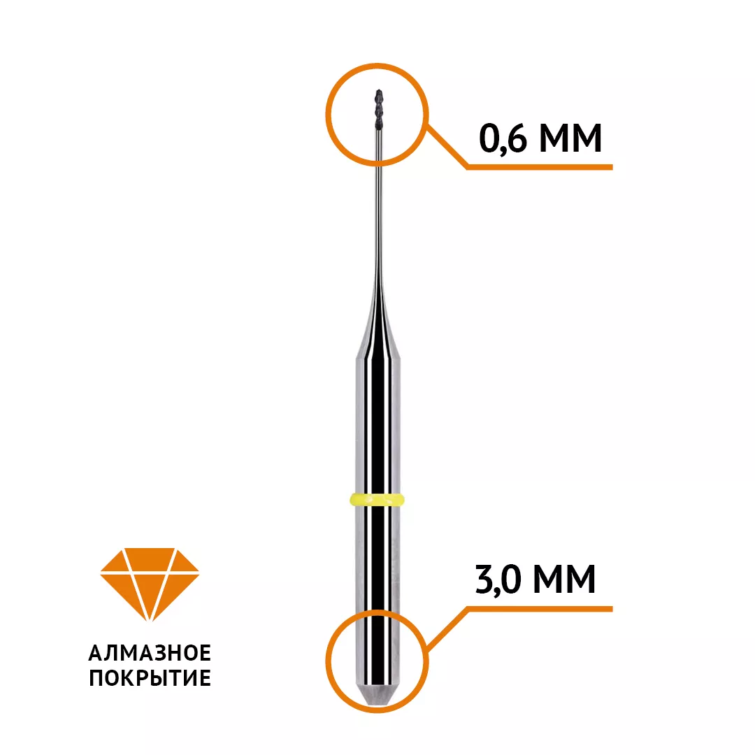 Фреза сферическая по циркону 0,6 / 3 мм (VHF K5 edition)