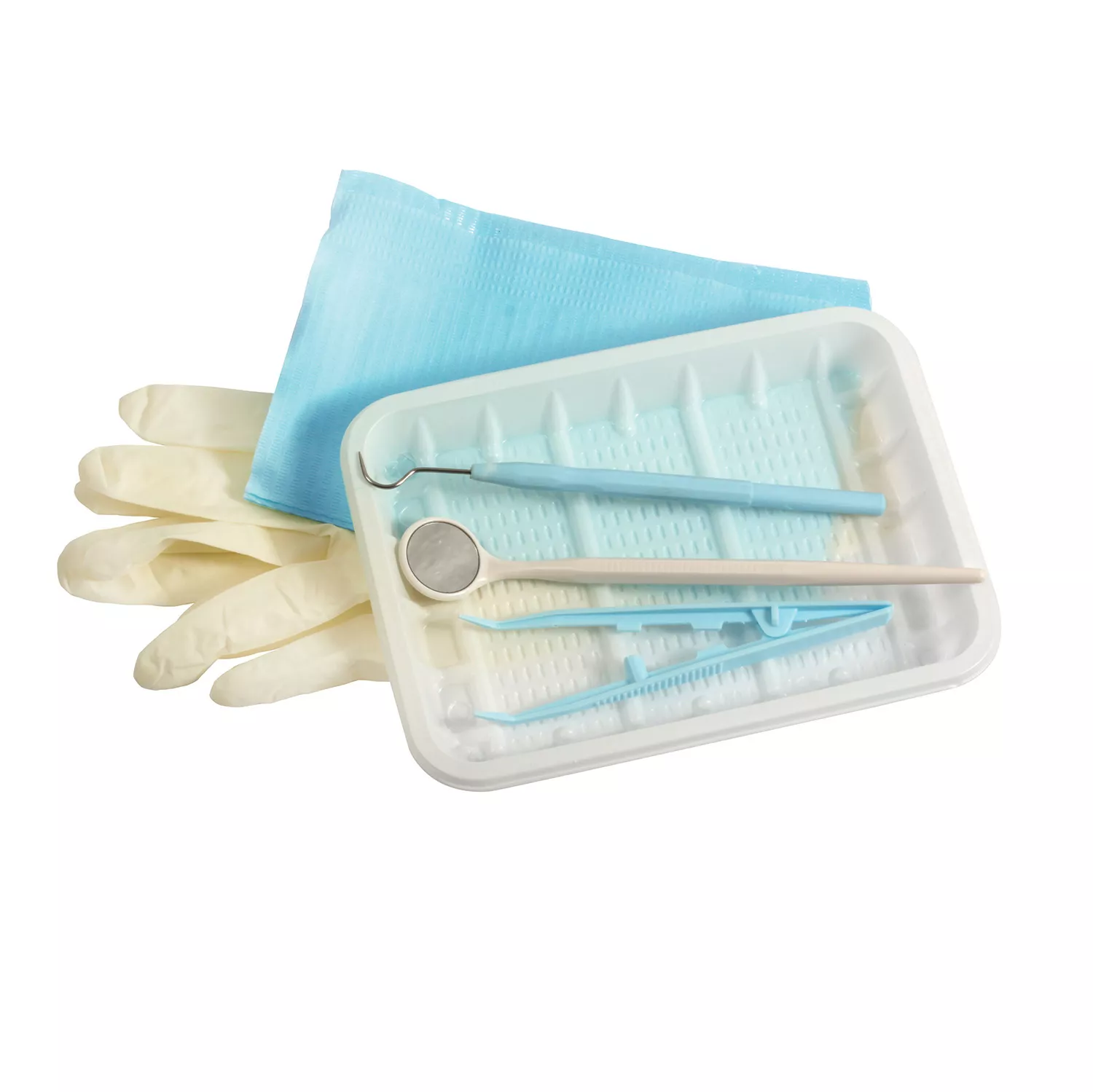 Набор стоматологический одноразовый стерильный ЕваДент тип 1 (зеркало стоматологическое, зонд стоматологический, пинцет, салфетка нагрудная, перчатки)
