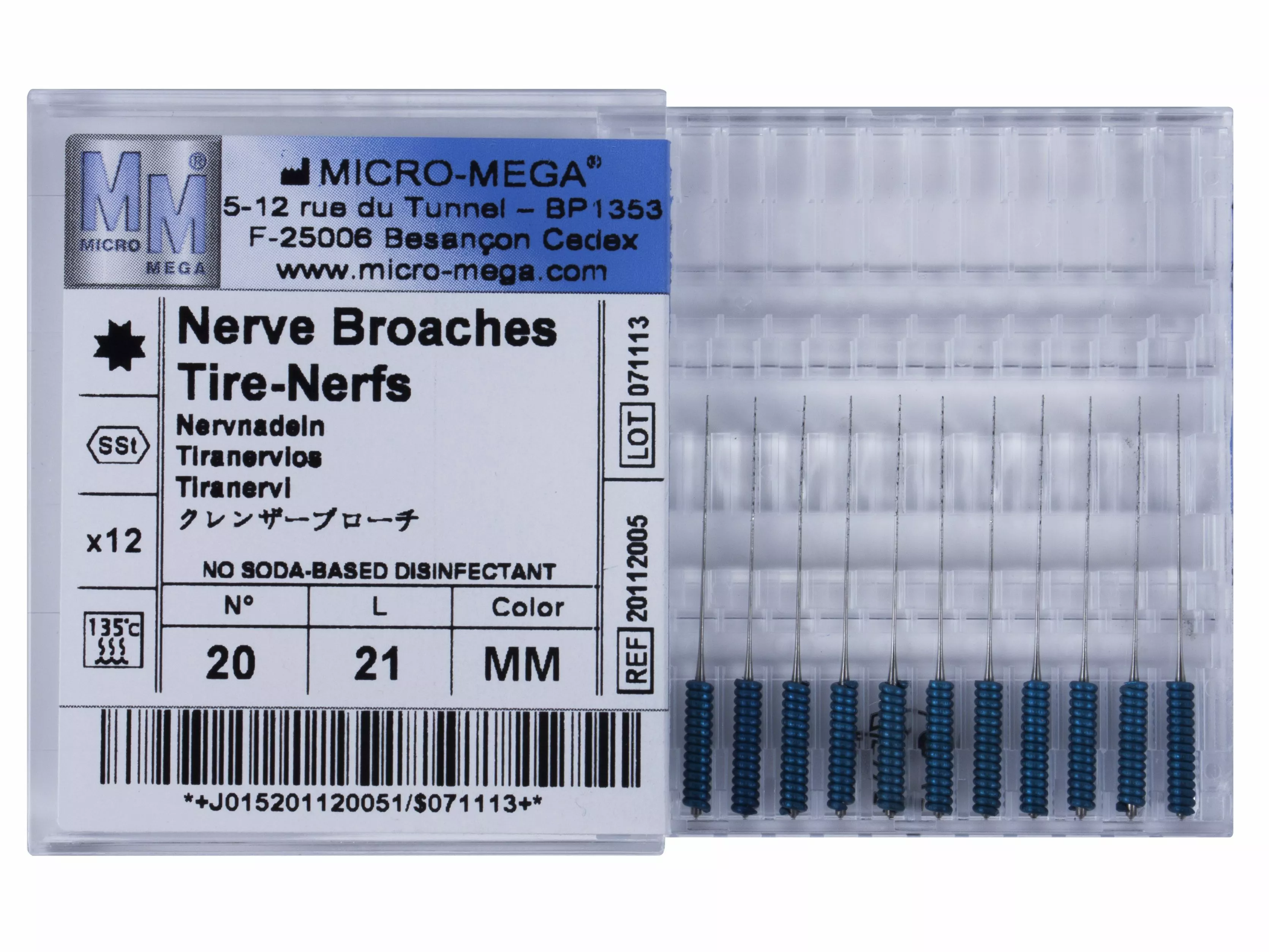 Инструменты эндодонтические Nerve Broache n20 short Hand. 56 MM (пульпоэкстракторы 12 шт.)