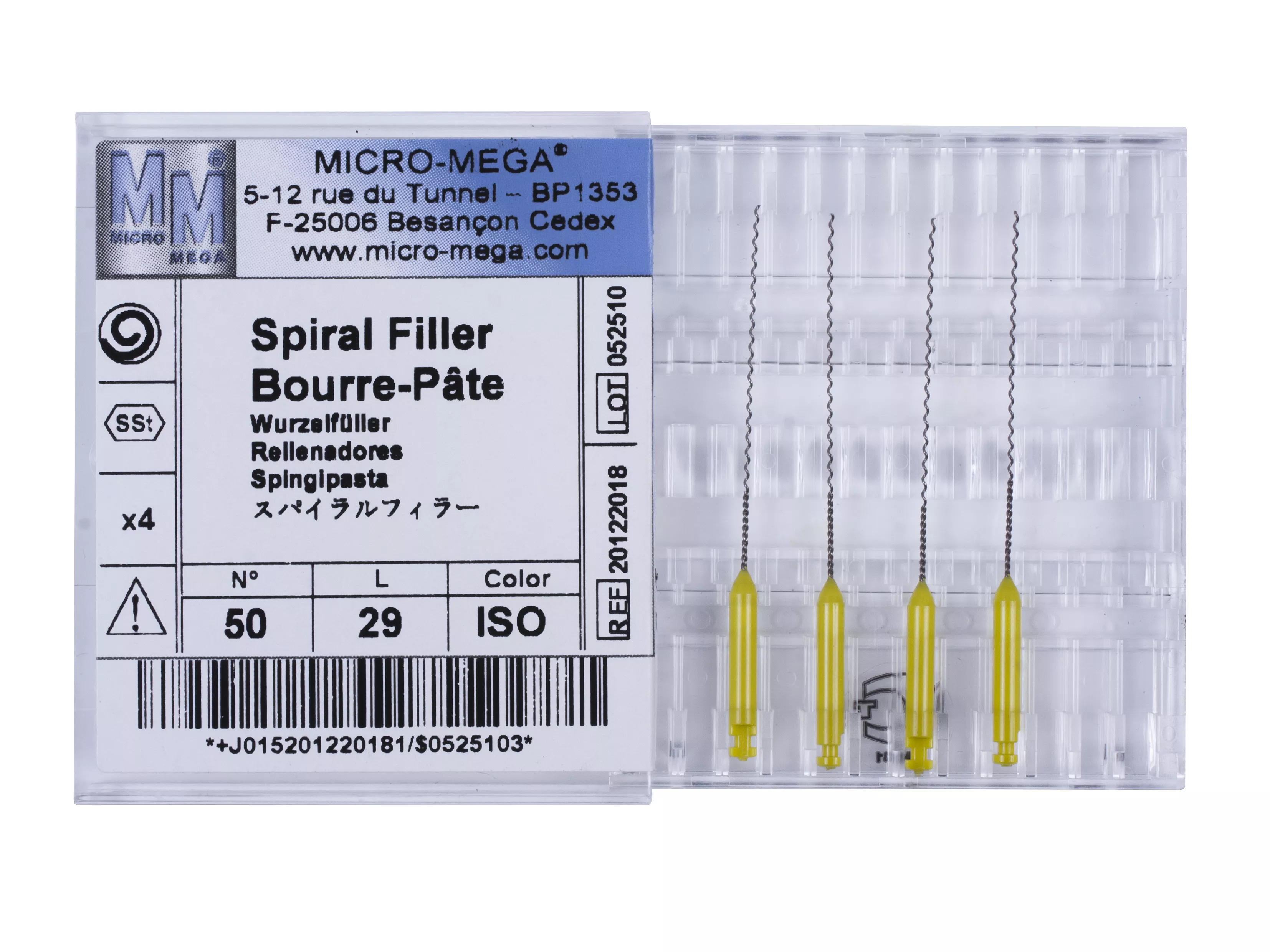 Spiralfillers n50 L:29 mm ISO col - инструменты эндодонтические (каналонаполнители спиральные 4 шт.), шт