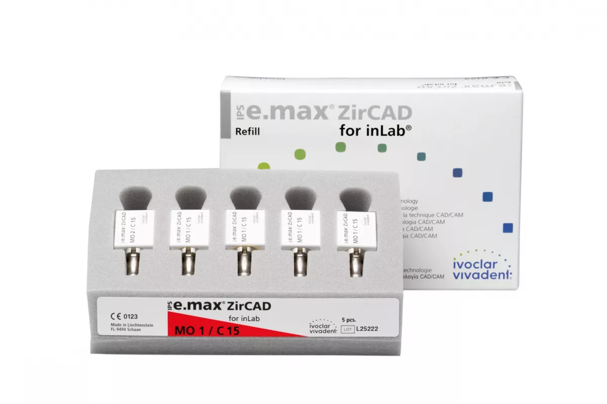 Блоки IPS e.max ZirCAD for InLab MO 1 C15  L из оксида циркония, 5 шт.