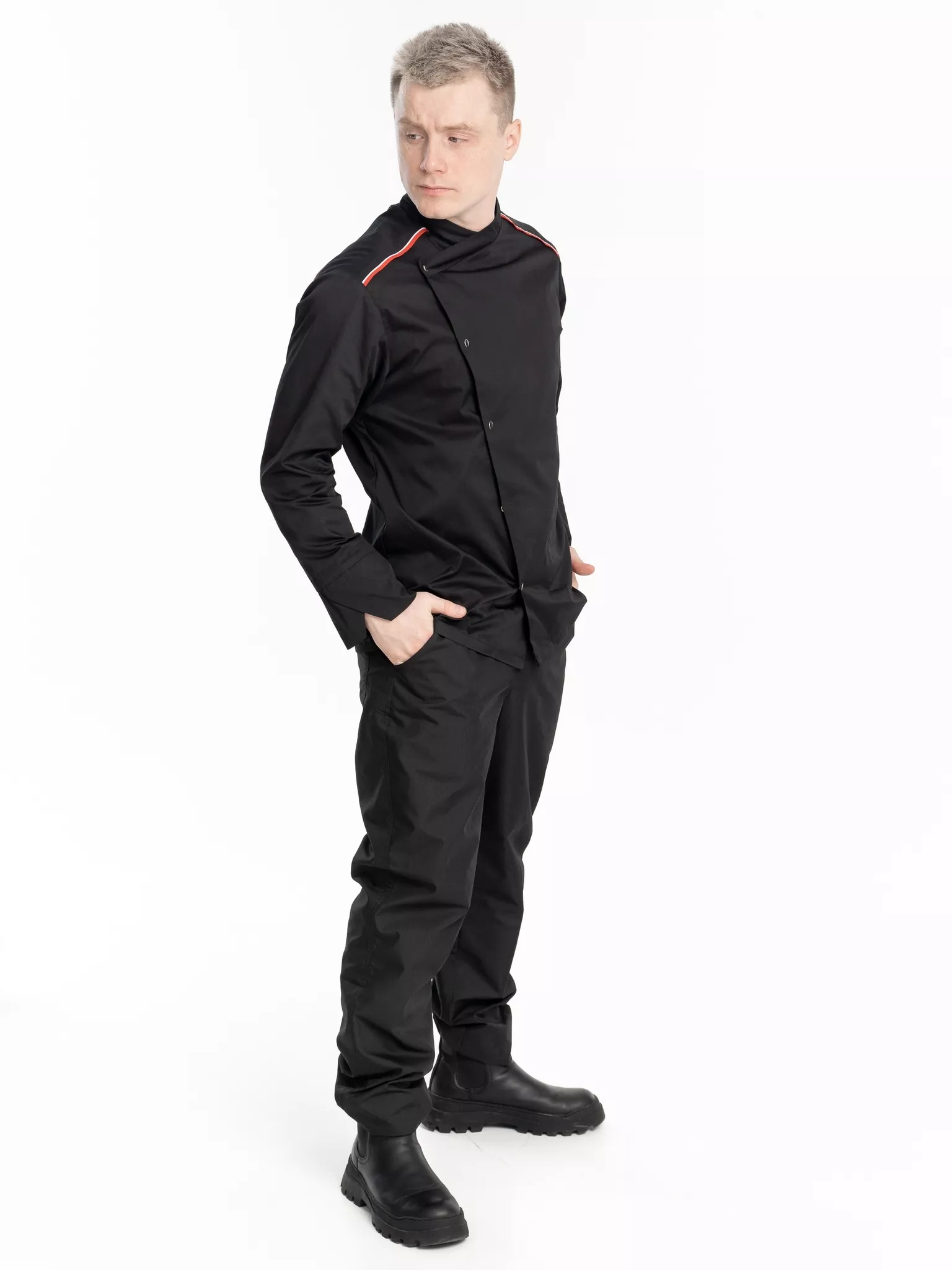 Куртка мужская КМ.590 р.60-62, рост 170-176 (цвет черный, кант красный, белый)