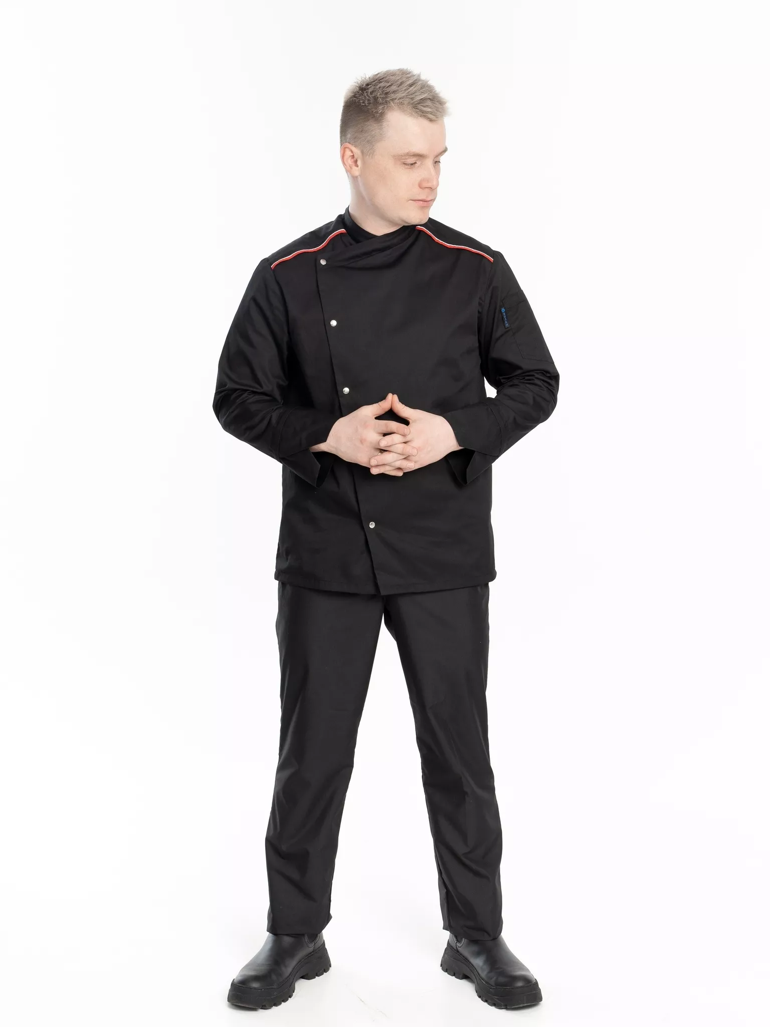 Куртка мужская КМ.590 р.60-62, рост 182-188 (цвет черный, кант красный, белый)
