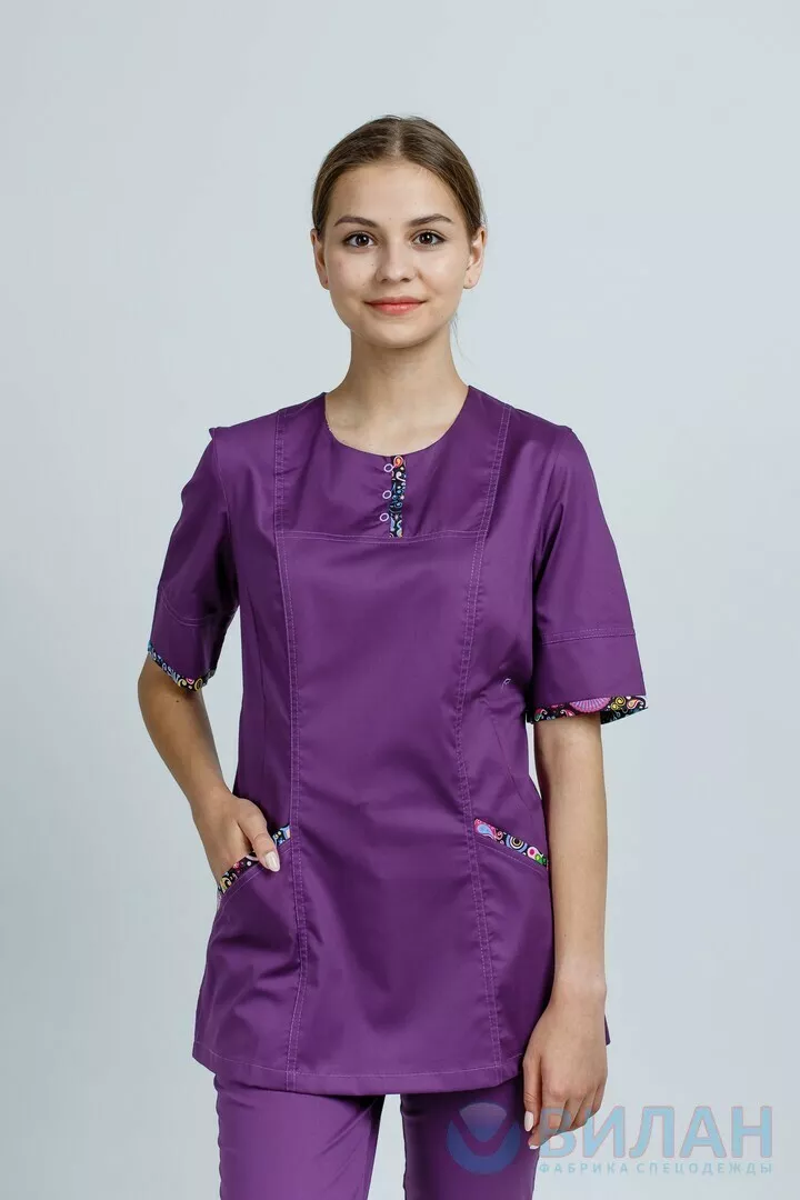 Куртка женская КМ.560 р.50, рост 158-164 (цвет баклажан, отделка огурцы)
